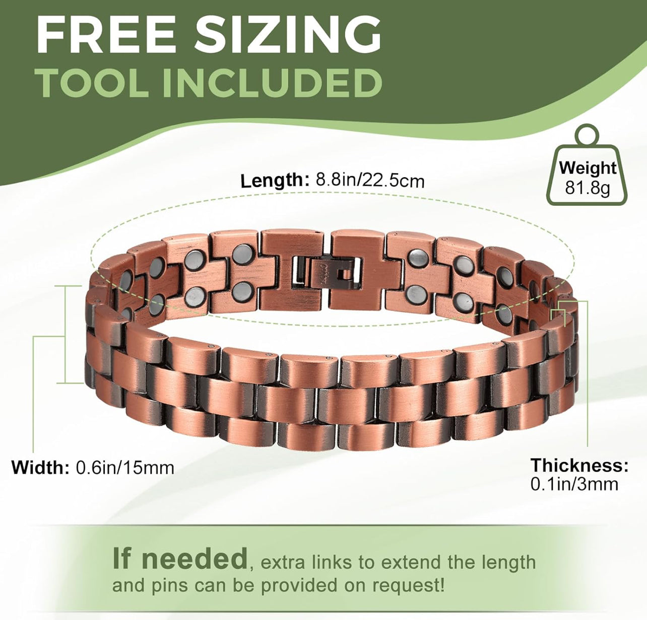 Men’s Copper Magnetic Therapy Bracelet