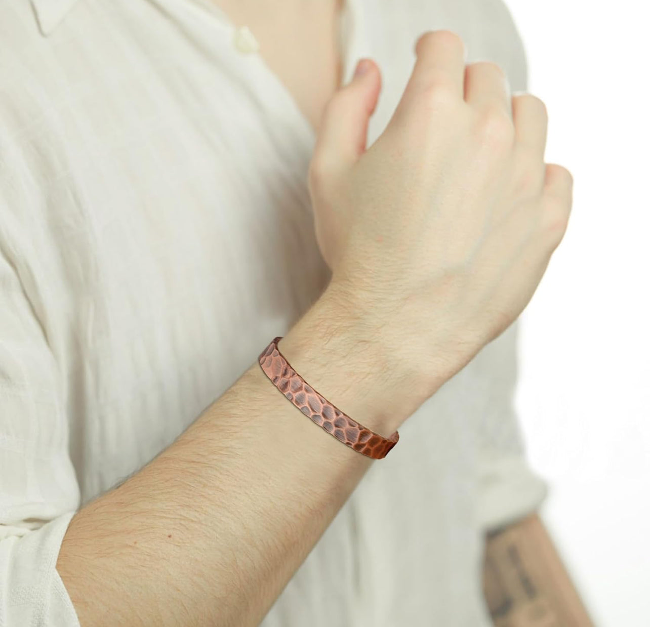 Hammered Copper Magnetic Therapy Bracelet