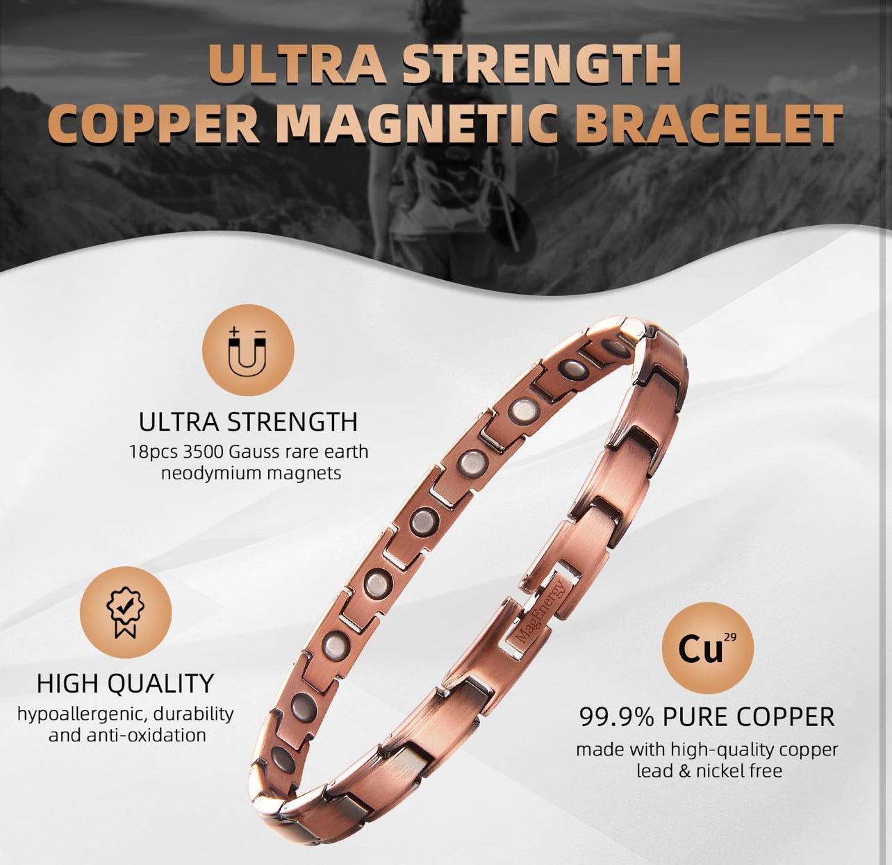 Women’s Copper Magnetic Therapy Bracelet