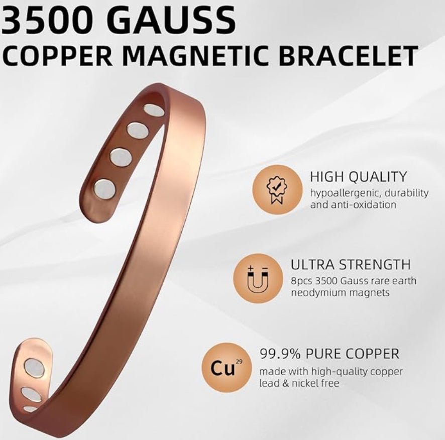 Smooth Copper Magnetic Therapy Bracelet