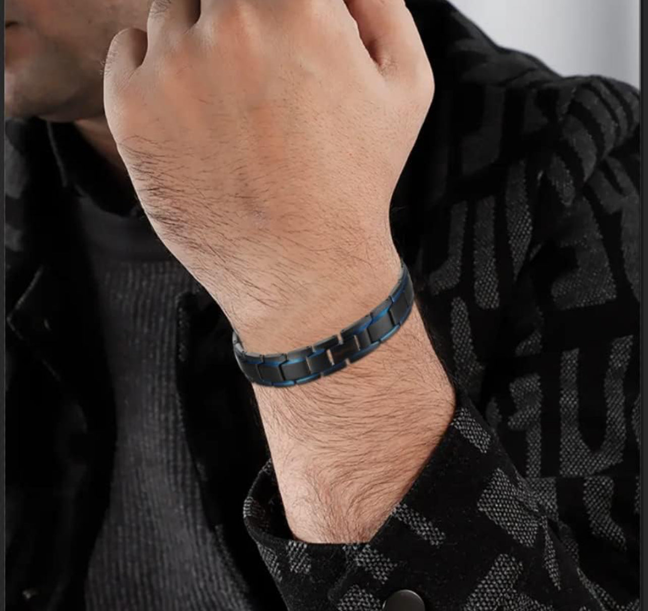 Police Thin Blue Line Magnetic Therapy Bracelet