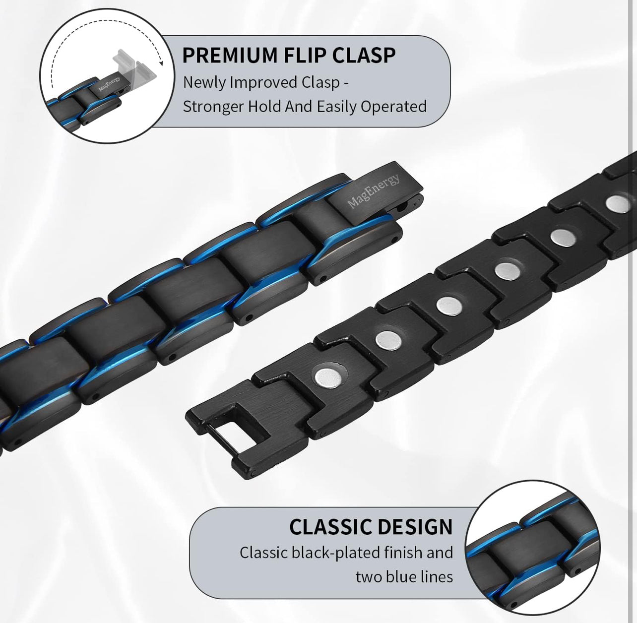 Police Thin Blue Line Magnetic Therapy Bracelet